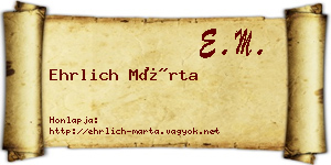 Ehrlich Márta névjegykártya